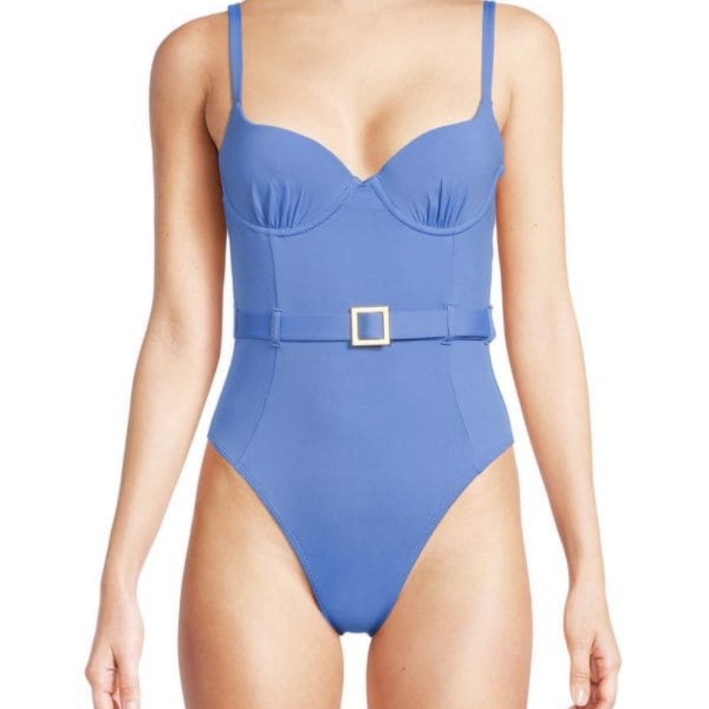 Brand New with tags Danielle Belted One-Piece Swimsuit blue color